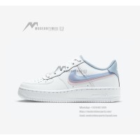 Nike Air Force 1 Low GS 'Double Swoosh' CW1574-100 - White Sneakers with Pastel Pink & Blue Swooshes for Youthful Street Style