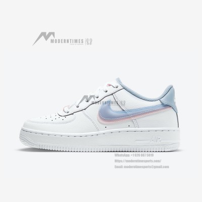 Nike Air Force 1 Low GS 'Double Swoosh' CW1574-100 - White Sneakers with Pastel Pink & Blue Swooshes for Youthful Street Style