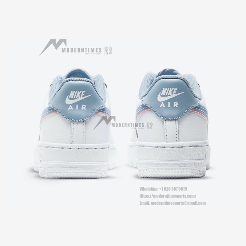 Nike Air Force 1 Low GS 'Double Swoosh' CW1574-100 - White sneakers with pastel pink and blue Swooshes