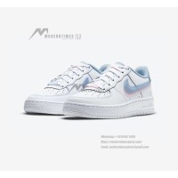 Nike Air Force 1 Low GS 'Double Swoosh' CW1574-100 - White Sneakers with Pastel Pink & Blue Swooshes for Youthful Street Style