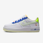 Nike Air Force 1 Low 'Player One' GS - White Sneakers with Neon and Blue Accents for a Retro Look