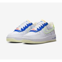 Nike Air Force 1 Low 'Player One' GS - White Sneakers with Neon & Blue Accents for a Fun, Retro Style | FB1393-111