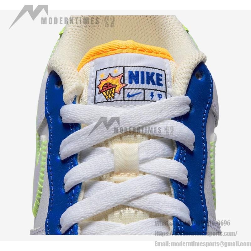 Nike Air Force 1 Low 'Player One' GS - White Sneakers with Neon and Blue Accents for a Retro Look