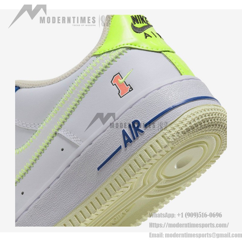 Nike Air Force 1 Low 'Player One' GS - White Sneakers with Neon and Blue Accents for a Retro Look