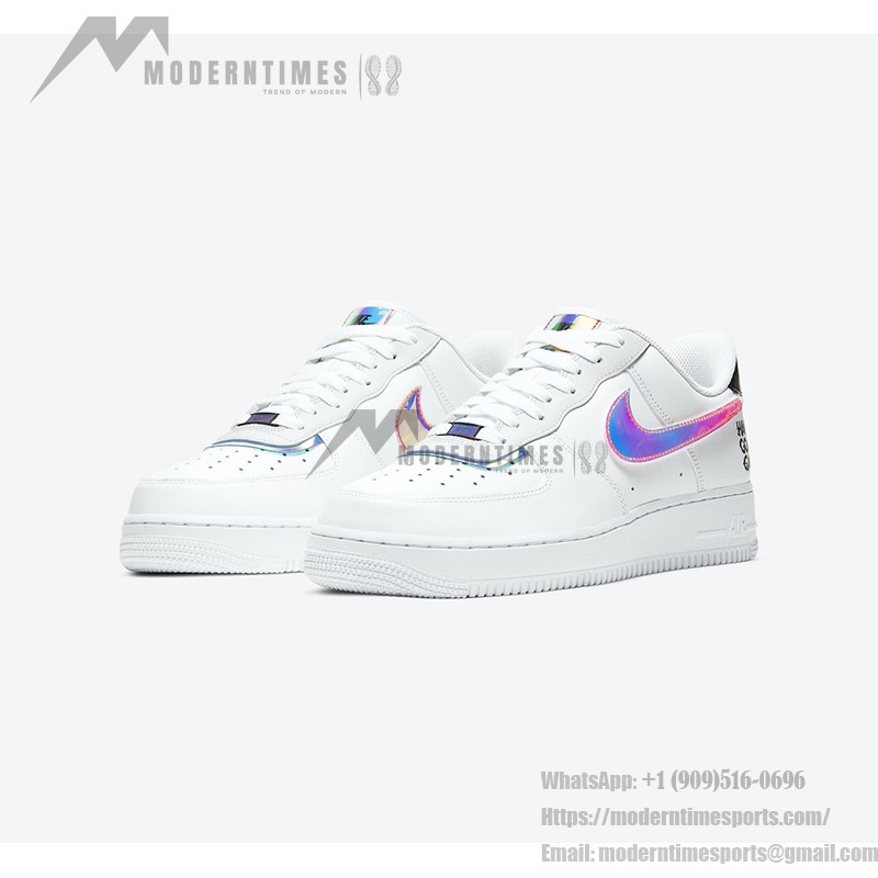 Nike Air Force 1 Low "Have A Good Game" DC0710-191 White Sneakers with Iridescent Overlays and Glow-in-the-Dark Details