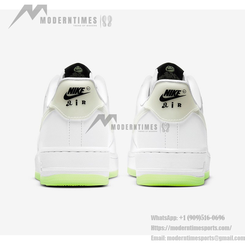 Nike Air Force 1 Low 'Have A Nike Day' - White Sneakers with Translucent Swoosh and Neon Green Sole