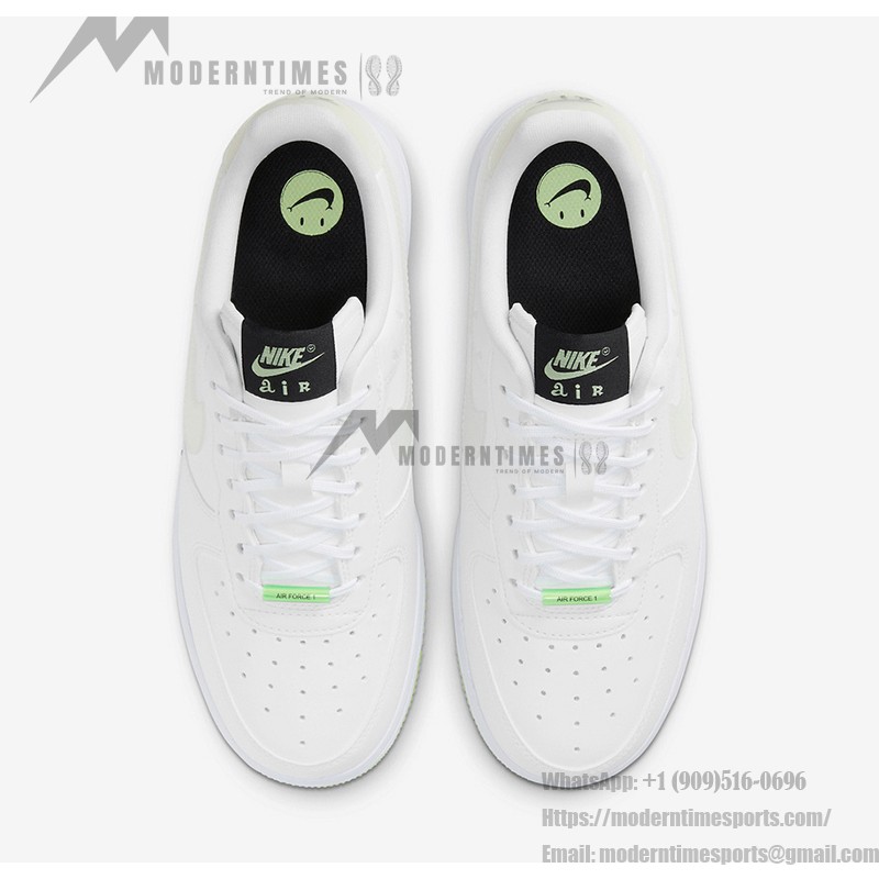 Nike Air Force 1 Low 'Have A Nike Day' - White Sneakers with Translucent Swoosh and Neon Green Sole