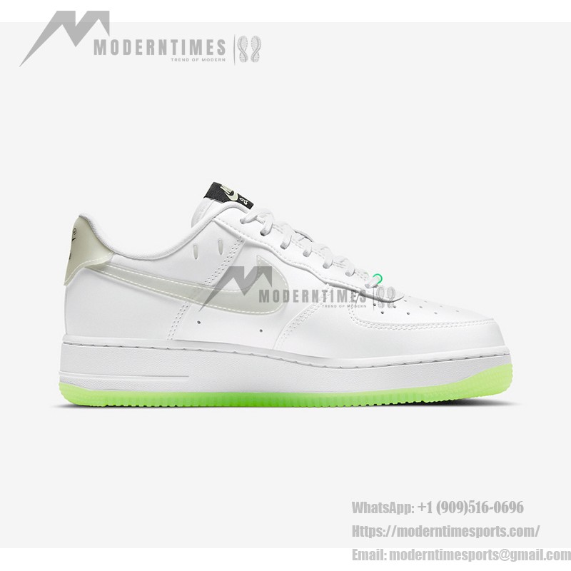 Nike Air Force 1 Low 'Have A Nike Day' - White Sneakers with Translucent Swoosh and Neon Green Sole