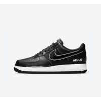 Nike Air Force 1 Low 'Hello' - Black Sneakers with White Accents & Bold "Hello" Branding | CZ0327-001