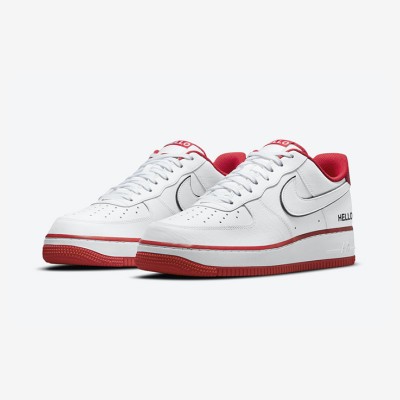 Nike Air Force 1 Low 'Hello' - White Sneakers with Red Accents & Unique Hello Branding | CZ0327-100