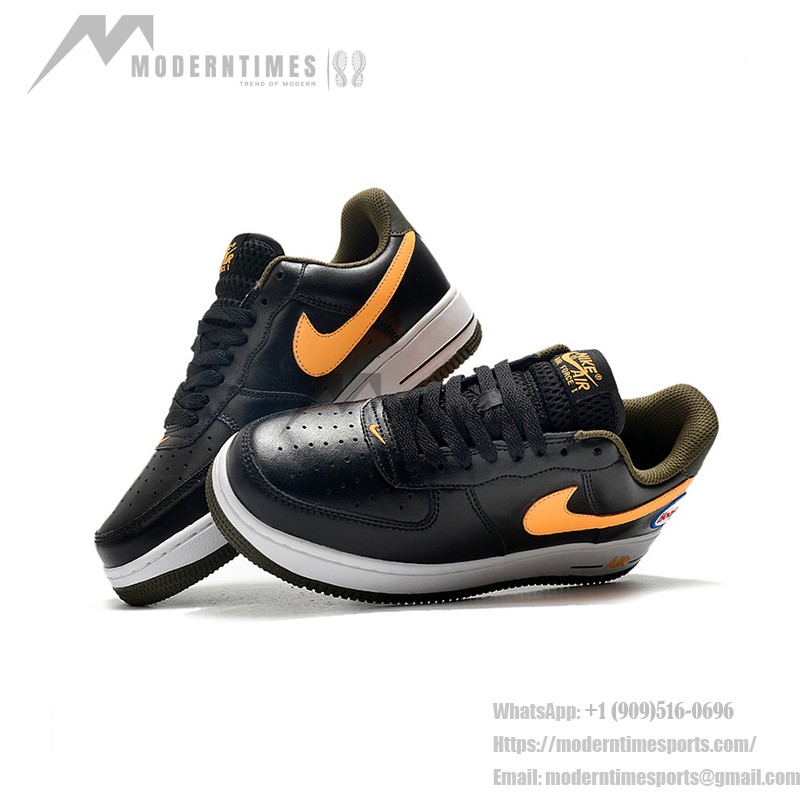 Nike Air Force 1 Low "Hoops" black sneakers with yellow Swoosh and basketball-inspired design