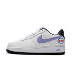 Nike Air Force 1 Low 'Hoops' - White Sneakers with Purple Swoosh & Basketball-Inspired Design