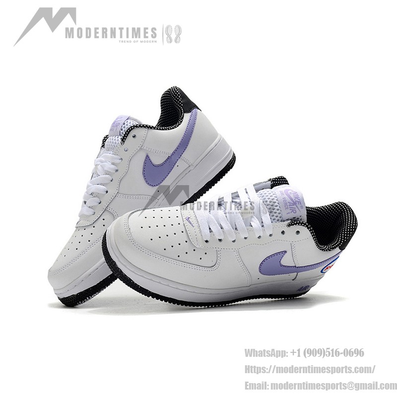 Nike Air Force 1 Low 'Hoops' - White Sneakers with Purple Swoosh & Basketball-Inspired Design