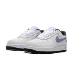 Nike Air Force 1 Low 'Hoops' - White Sneakers with Purple Swoosh & Basketball-Inspired Design