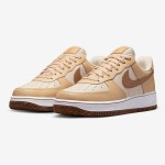 Nike Air Force 1 Low "Inspected By Swoosh" Beige Sneakers with Brown Swoosh