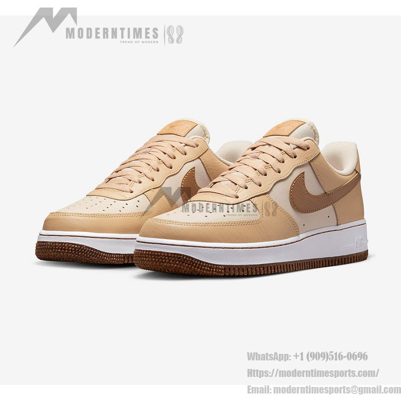 Nike Air Force 1 Low "Inspected By Swoosh" Beige Sneakers with Brown Swoosh