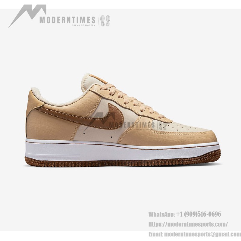 Nike Air Force 1 Low "Inspected By Swoosh" Beige Sneakers with Brown Swoosh