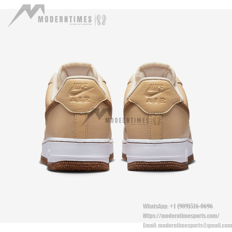 Nike Air Force 1 Low "Inspected By Swoosh" Beige Sneakers with Brown Swoosh