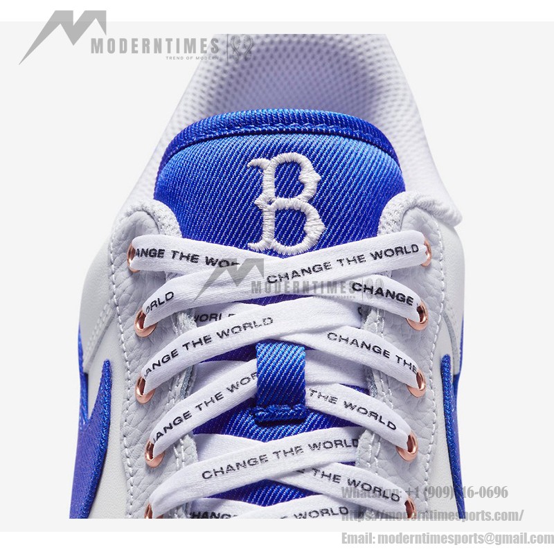 Nike Air Force 1 Low "Jackie Robinson" - White and Blue Sneakers with Red 42 Detail