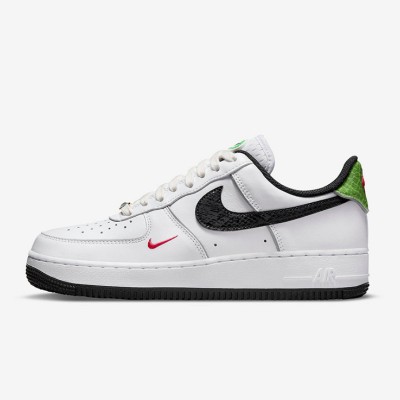 Nike Air Force 1 Low "Just Do It" - White Sneakers with Black & Red Details and Iconic "Just Do It" Branding