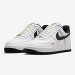 Nike Air Force 1 Low "Just Do It" White Sneakers with Black and Red Details