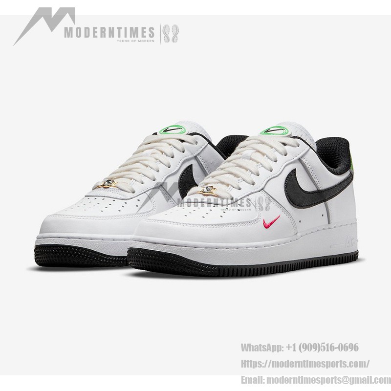 Nike Air Force 1 Low "Just Do It" White Sneakers with Black and Red Details