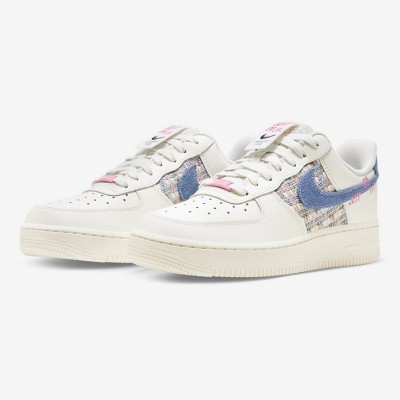 Nike Air Force 1 Low "Just Do It" - Cream Sneakers with Blue Denim Swoosh & Colorful Tweed Accents for a Trendy Look | FJ7740-141