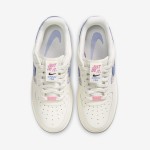 Nike Air Force 1 Low "Just Do It" Cream Sneakers with Blue Denim Swoosh & Colorful Tweed Accents