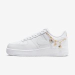 Nike Air Force 1 Low LX 'Lucky Charms' DD1525-100 - Premium white sneakers with gold chain and charm details