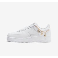 Nike Air Force 1 Low LX 'Lucky Charms' DD1525-100 - Premium White Sneakers with Gold Chain & Elegant Charm Details