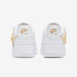 Nike Air Force 1 Low LX 'Lucky Charms' DD1525-100 - Premium white sneakers with gold chain and charm details