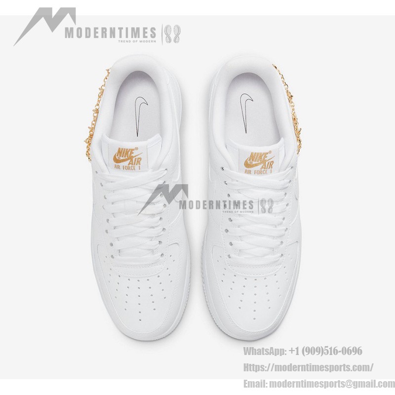 Nike Air Force 1 Low LX 'Lucky Charms' DD1525-100 - Premium white sneakers with gold chain and charm details