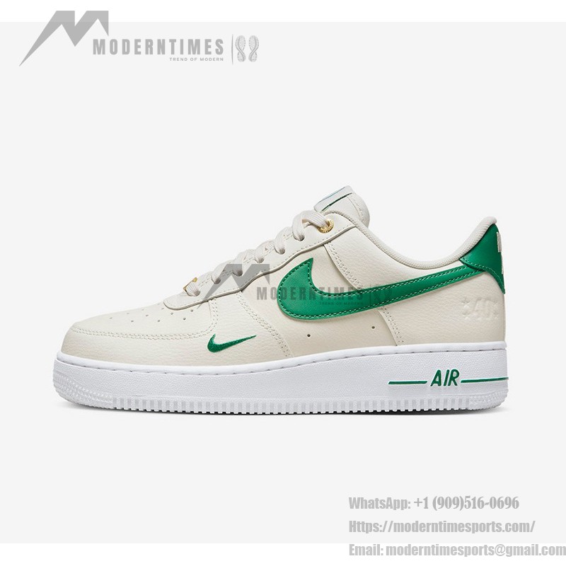 Nike Air Force 1 Low 'Malachite' Cream Sneakers with Green Accents