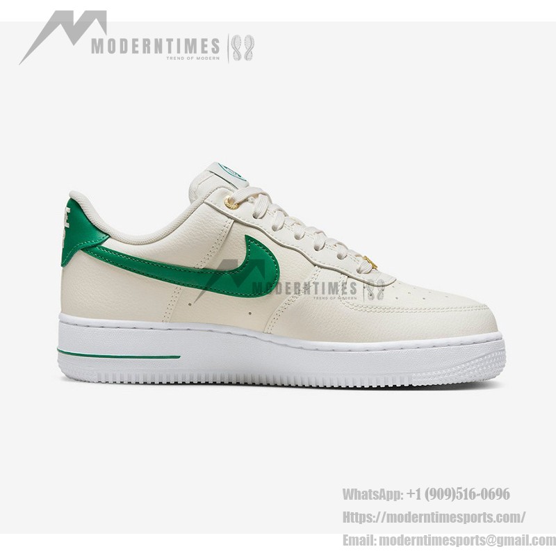 Nike Air Force 1 Low 'Malachite' Cream Sneakers with Green Accents