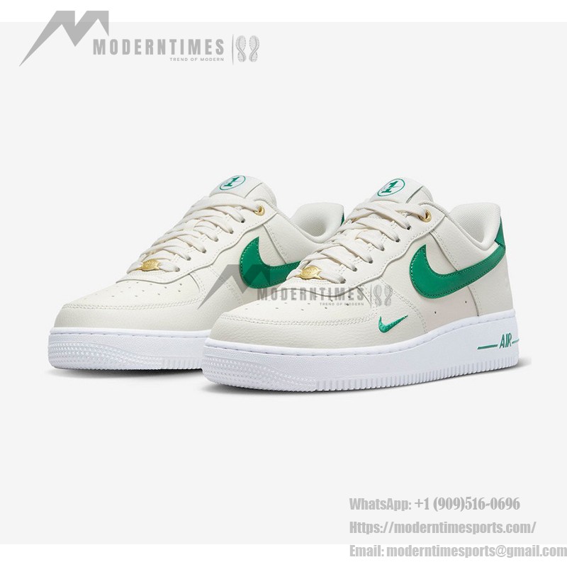 Nike Air Force 1 Low 'Malachite' Cream Sneakers with Green Accents