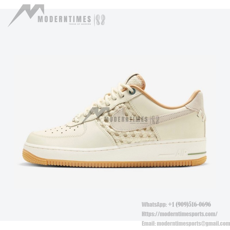 Nike Air Force 1 Low "NAI-KE" FN0369-101 - Cream Leather with Woven Panels