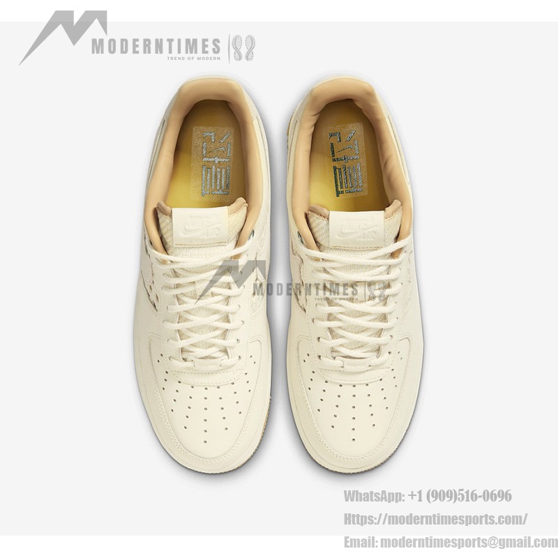 Nike Air Force 1 Low "NAI-KE" FN0369-101 - Cream and Natural Leather Woven Sneaker