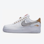 Nike Air Force 1 Low "NOLA" DZ5425-100 - White leather with glittering silver Swoosh and gold accents