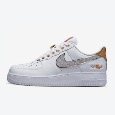 Nike Air Force 1 Low "NOLA" DZ5425-100 - Glittering Silver Swoosh & Gold Accents | A Tribute to New Orleans