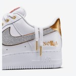 Nike Air Force 1 Low "NOLA" DZ5425-100 - White leather with glittering silver Swoosh and gold accents