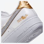 Nike Air Force 1 Low "NOLA" DZ5425-100 - White leather with glittering silver Swoosh and gold accents