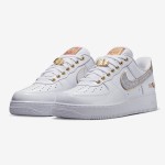 Nike Air Force 1 Low "NOLA" DZ5425-100 - White and Gold Sneakers with Glitter Swoosh