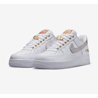 Nike Air Force 1 Low "NOLA" DZ5425-100 - White and Gold Sneakers with Glitter Swoosh