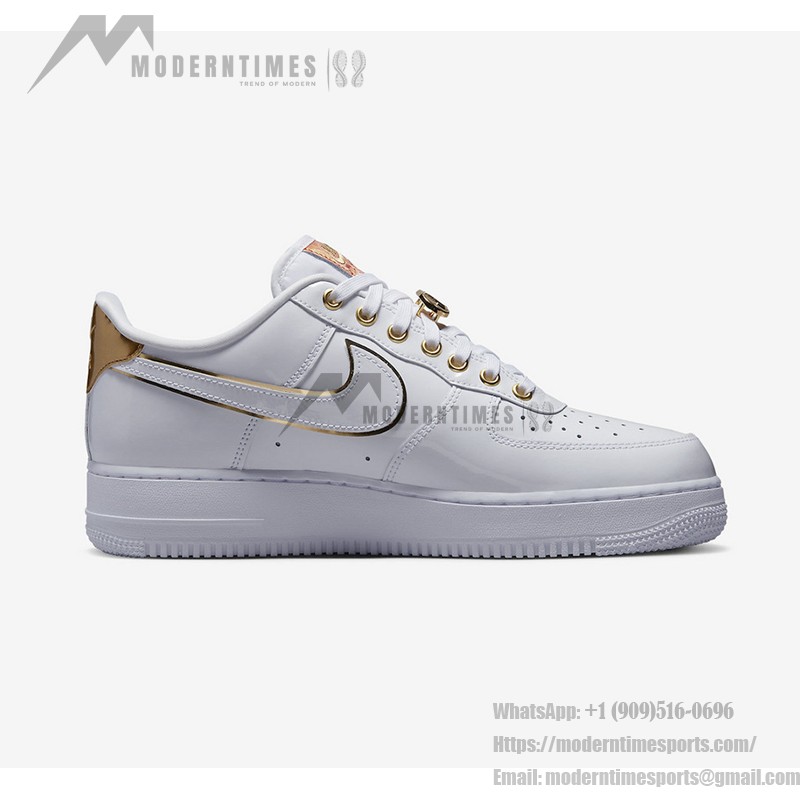 Nike Air Force 1 Low "NOLA" DZ5425-100 - White and Gold Sneakers with Glitter Swoosh