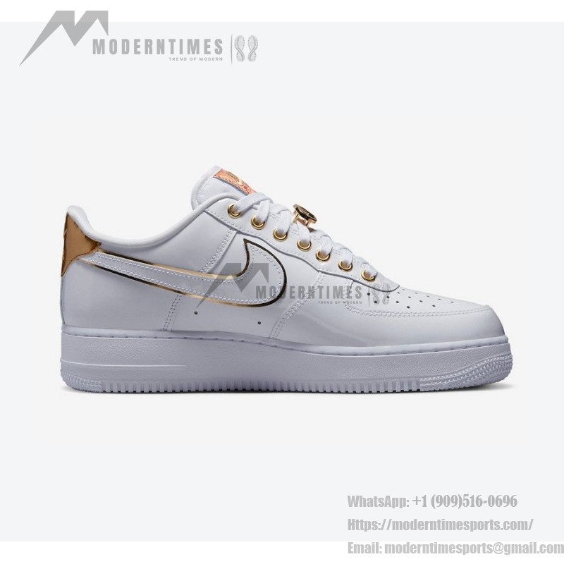 Nike Air Force 1 Low "NOLA" DZ5425-100 - White leather with glittering silver Swoosh and gold accents