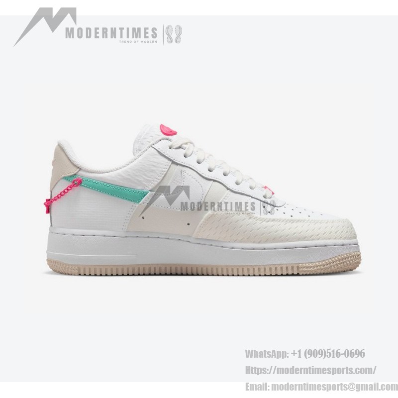 Nike Air Force 1 Low "Pink Bling" DX6061-111 - White Leather with Pink Chain and Accents