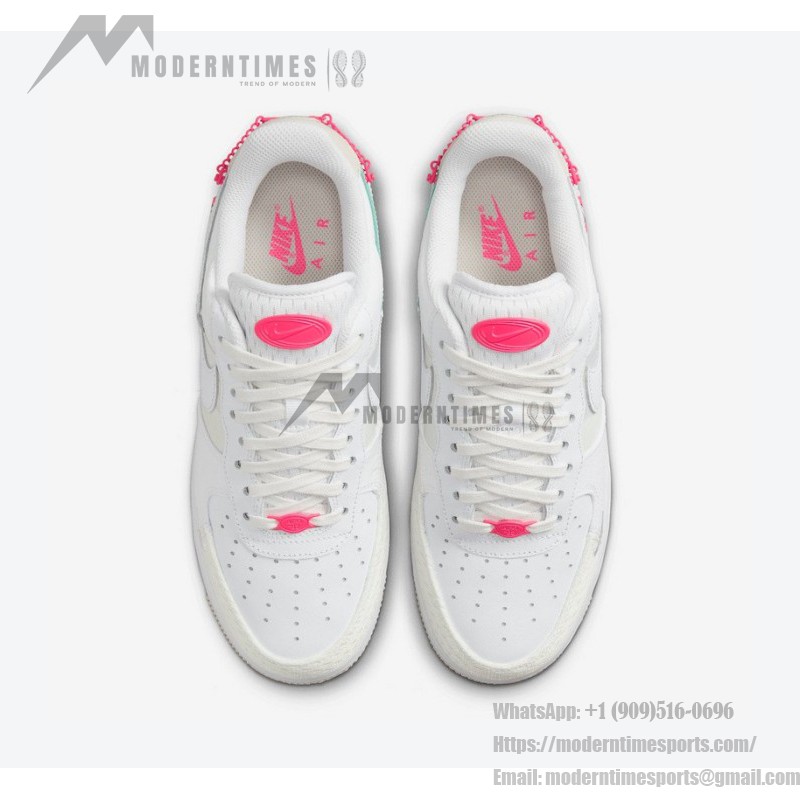 Nike Air Force 1 Low "Pink Bling" DX6061-111 - White Leather with Pink Chain and Accents