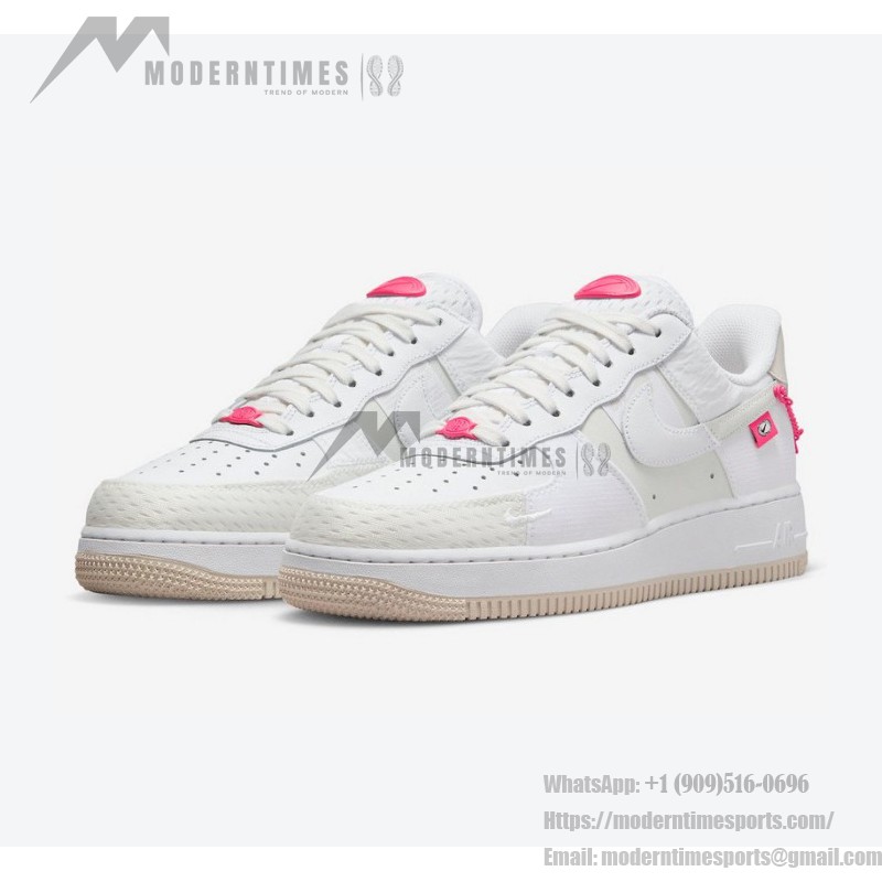 Nike Air Force 1 Low "Pink Bling" DX6061-111 - White Leather with Pink Chain and Accents