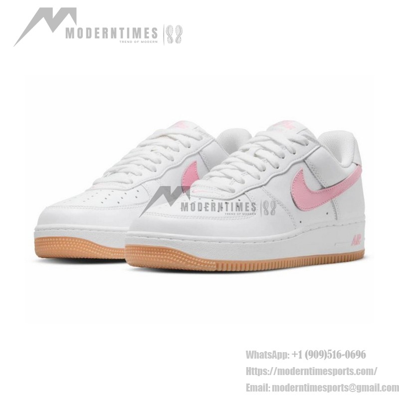 Nike Air Force 1 Low "Since 82" DM0576-101 - White Leather with Pink Swoosh and Gum Outsole