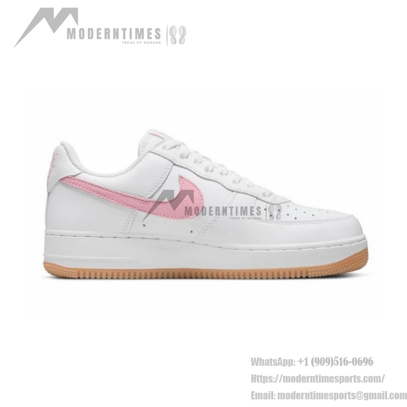 Nike Air Force 1 Low "Since 82" DM0576-101 - White Leather with Pink Swoosh and Gum Outsole